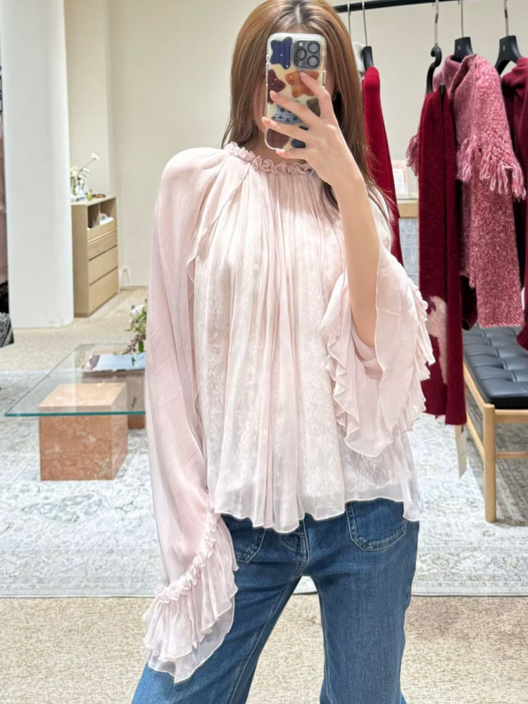 Women'S Fashion For Summer 2026 - Haut ample à volants en dentelle,