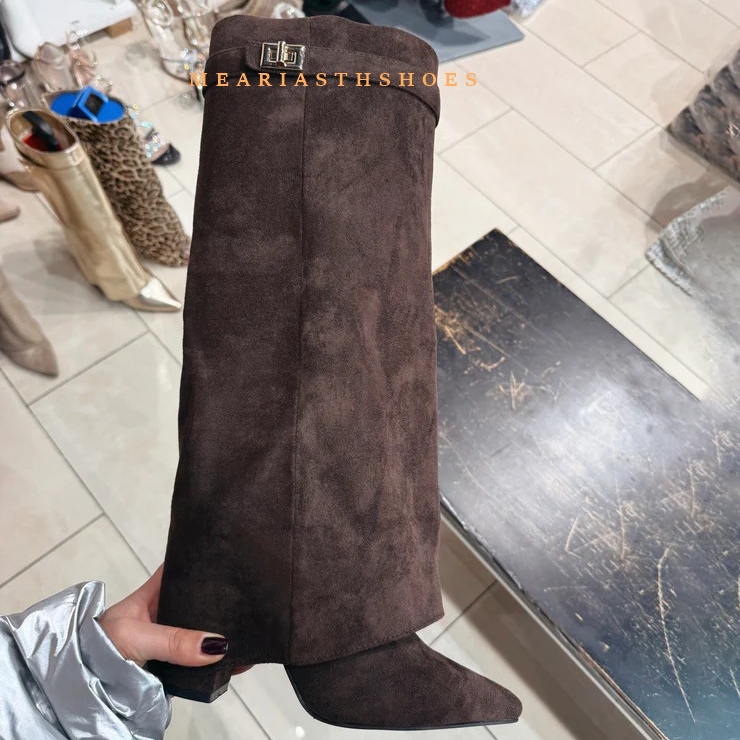 Women'S Fashion Boots 2025 - Femmes talon épais genou bottes hautes