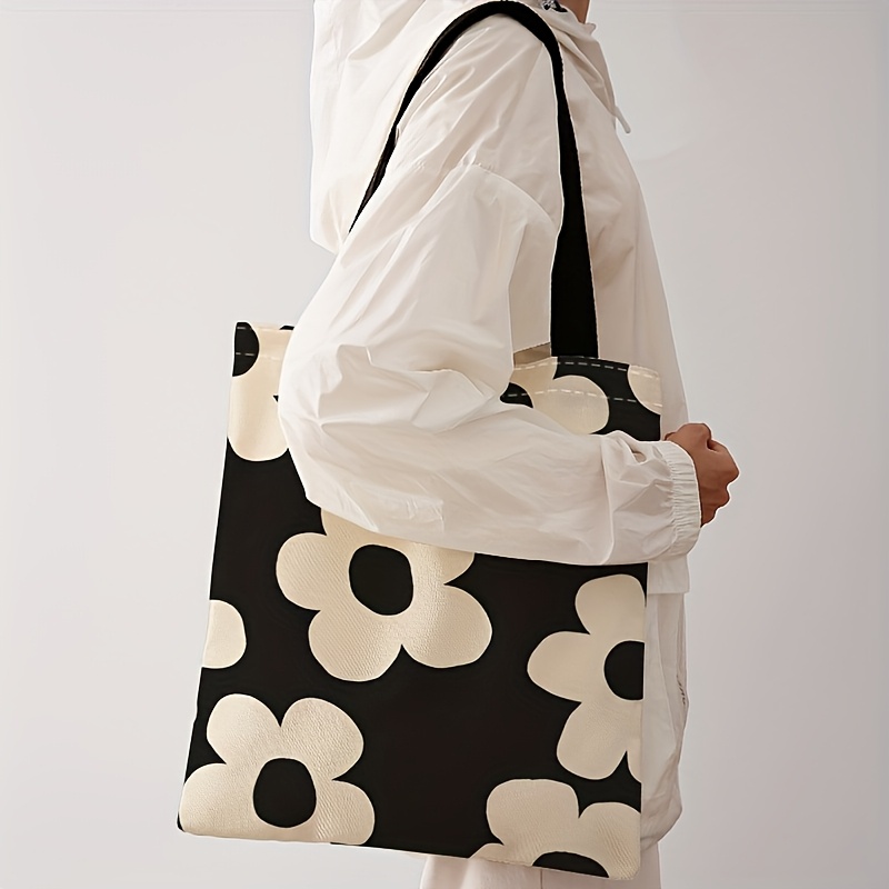 Canvas Tote Bag - Sac fourre-tout imprimé de fleurs jaunes,