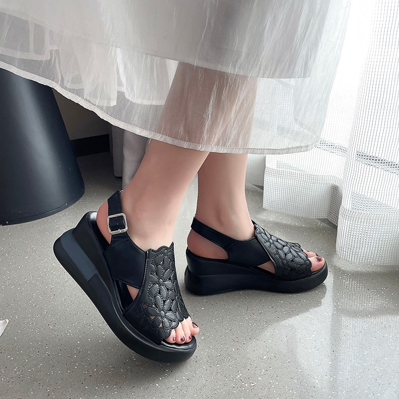 Women Fashion Korean - Chaussures compensées à plateforme tendance pour