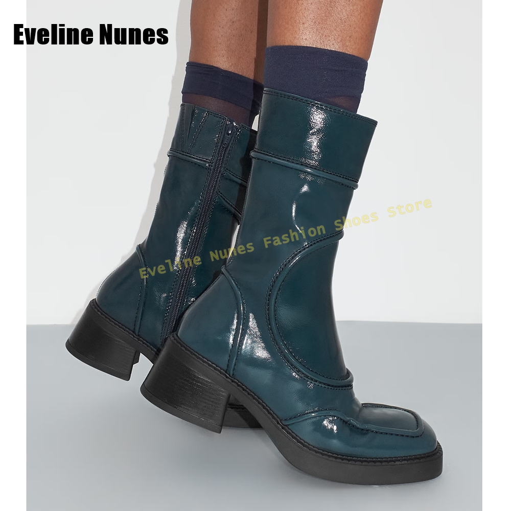 Women'S Fashion Boots 2025 - Bleu foncé bout carré mode bottes