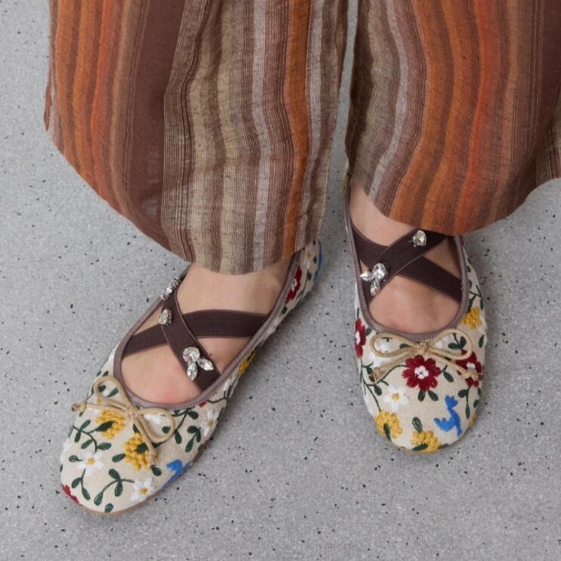 Broderie fleur ballerines femm - Women'S Fashion Brand Shoes avis et prix