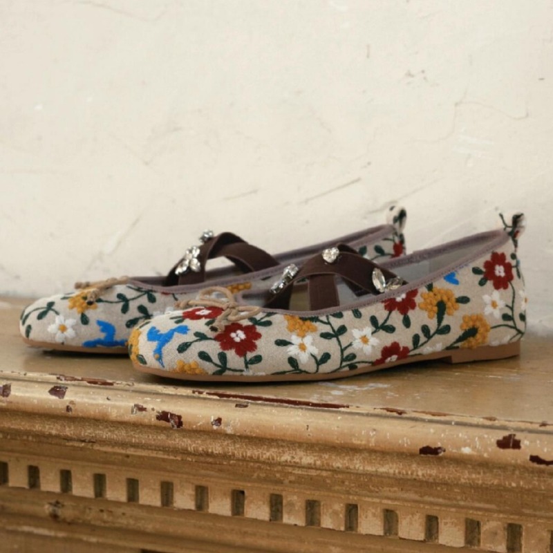 Broderie fleur ballerines femm - Women'S Fashion Brand Shoes avis et prix