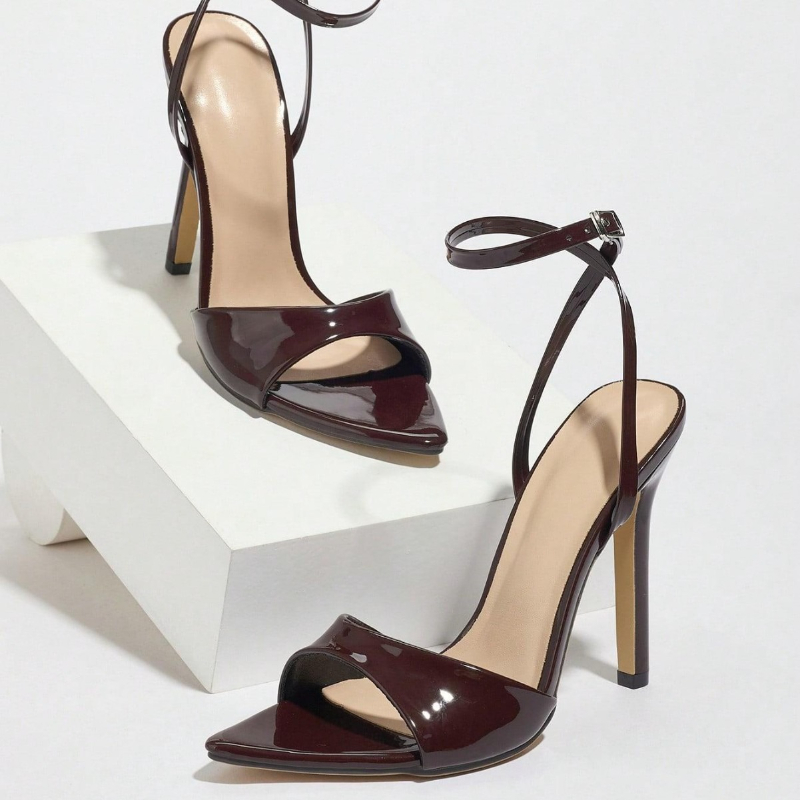 Café en cuir verni sandales à  - Women'S Fashion Brand Shoes avis et prix