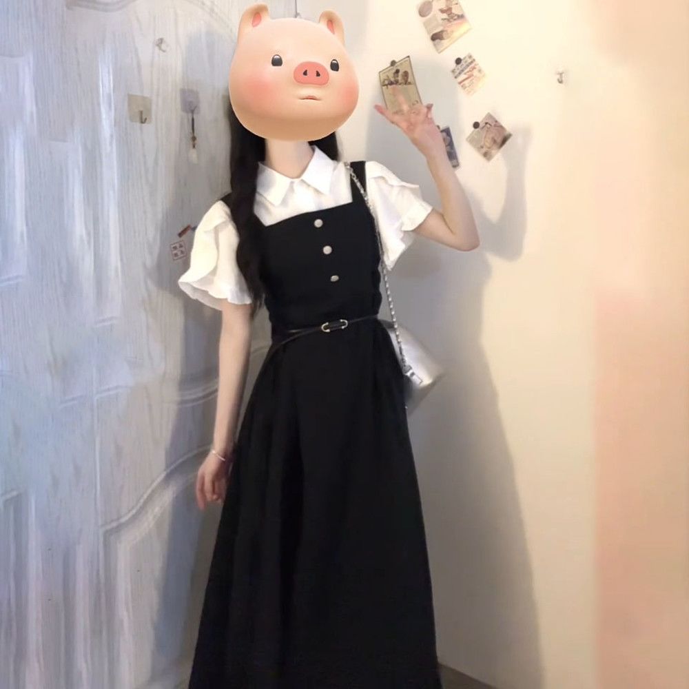 Robe noire sans bretelles de s - Belted Shirt Dress avis et prix