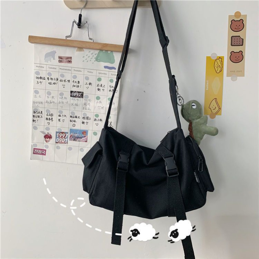 Sac à Bandoulière Noir avec Po - Canvas Tote Bag avis et prix