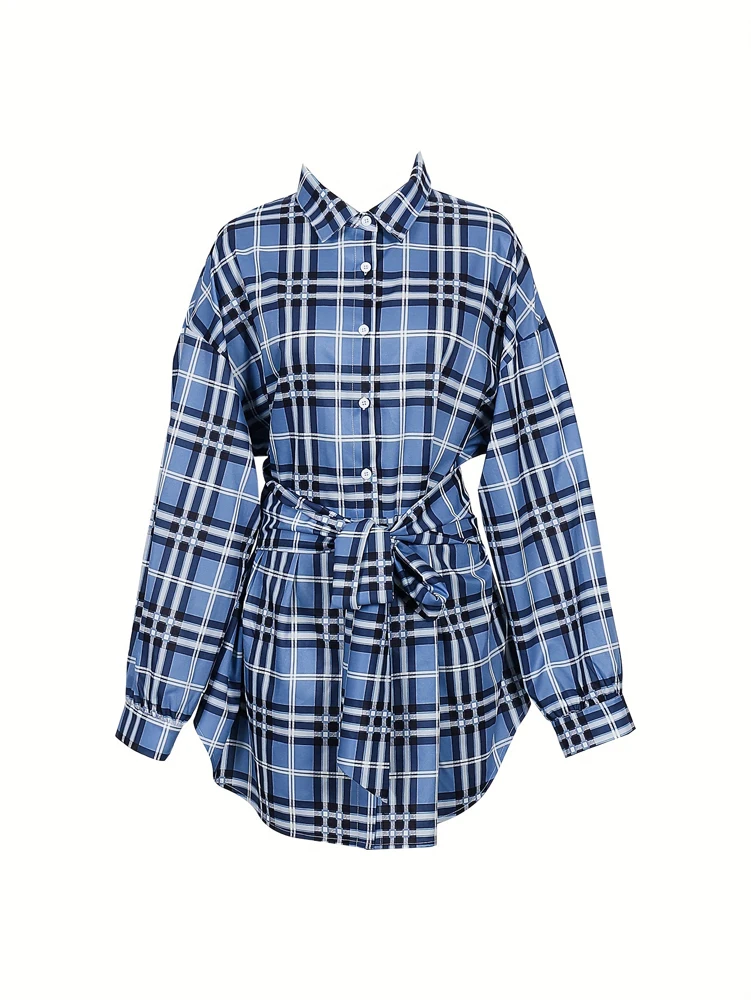 Robe chemise à carreaux pour f - Belted Shirt Dress avis et prix